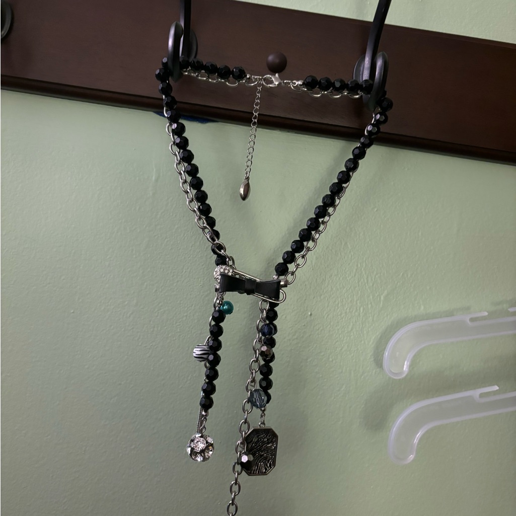 Black And Silver Tone Necklace